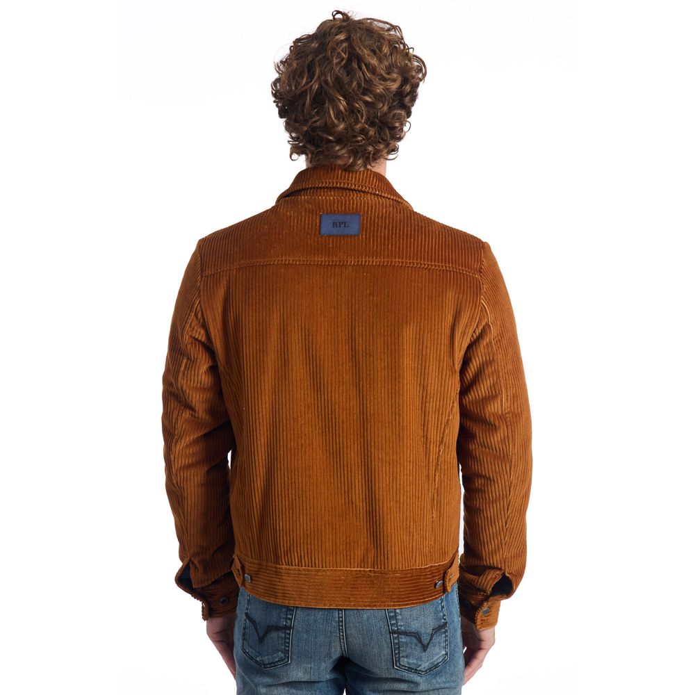Brown Cotton Men Jacket-Roberto Pepe Luxury-LabelTerrace.com