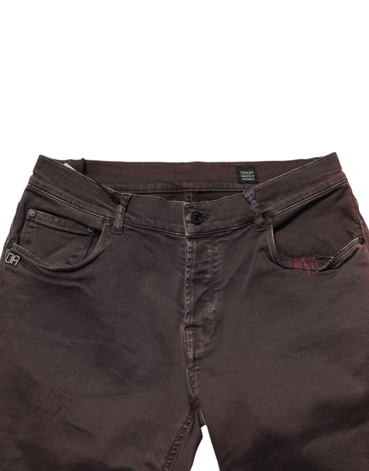 Brown Cotton Mid Waist Skinny Men Denim Jeans