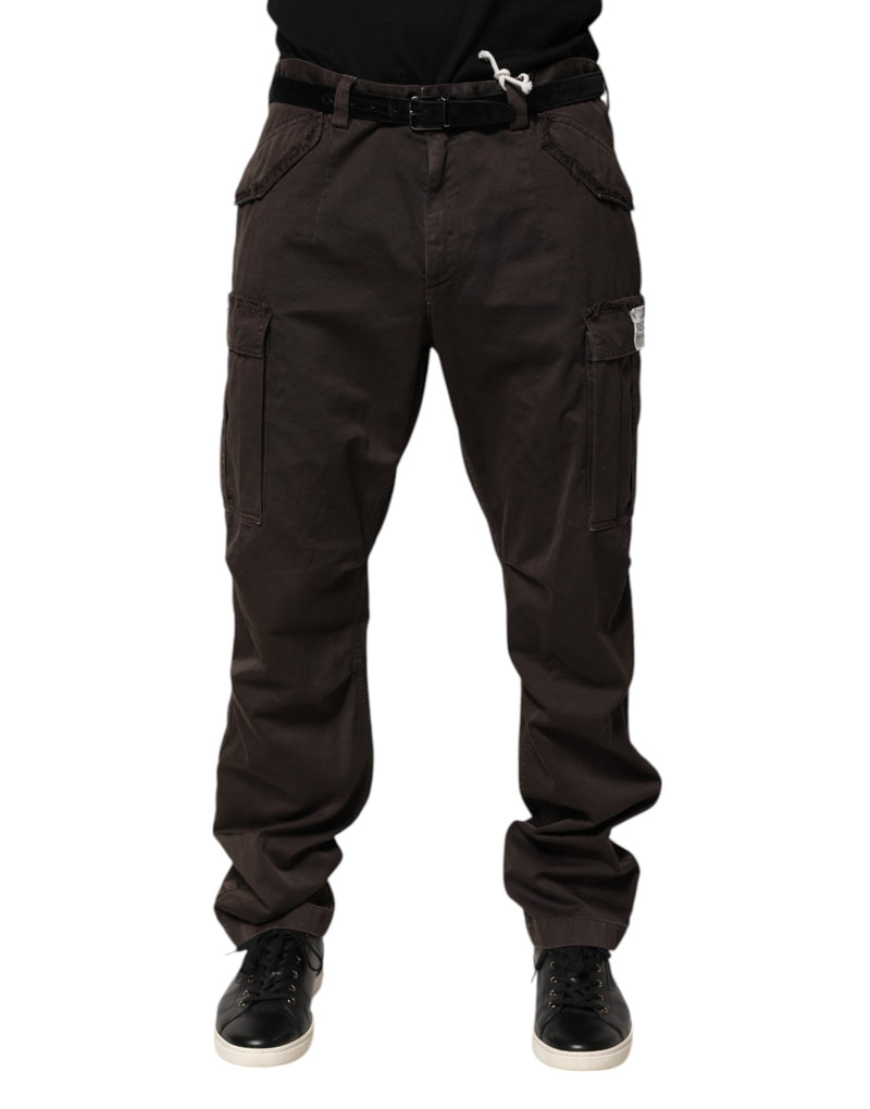 Brown Cotton Stretch Cargo Men Trouser Pants-Dolce & Gabbana-LabelTerrace.com
