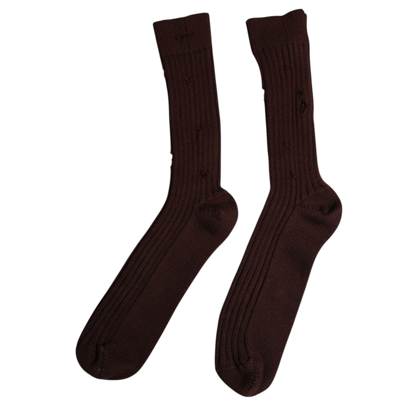 Brown Cotton Stretch Over The Calf Socks-Dolce & Gabbana-LabelTerrace.com