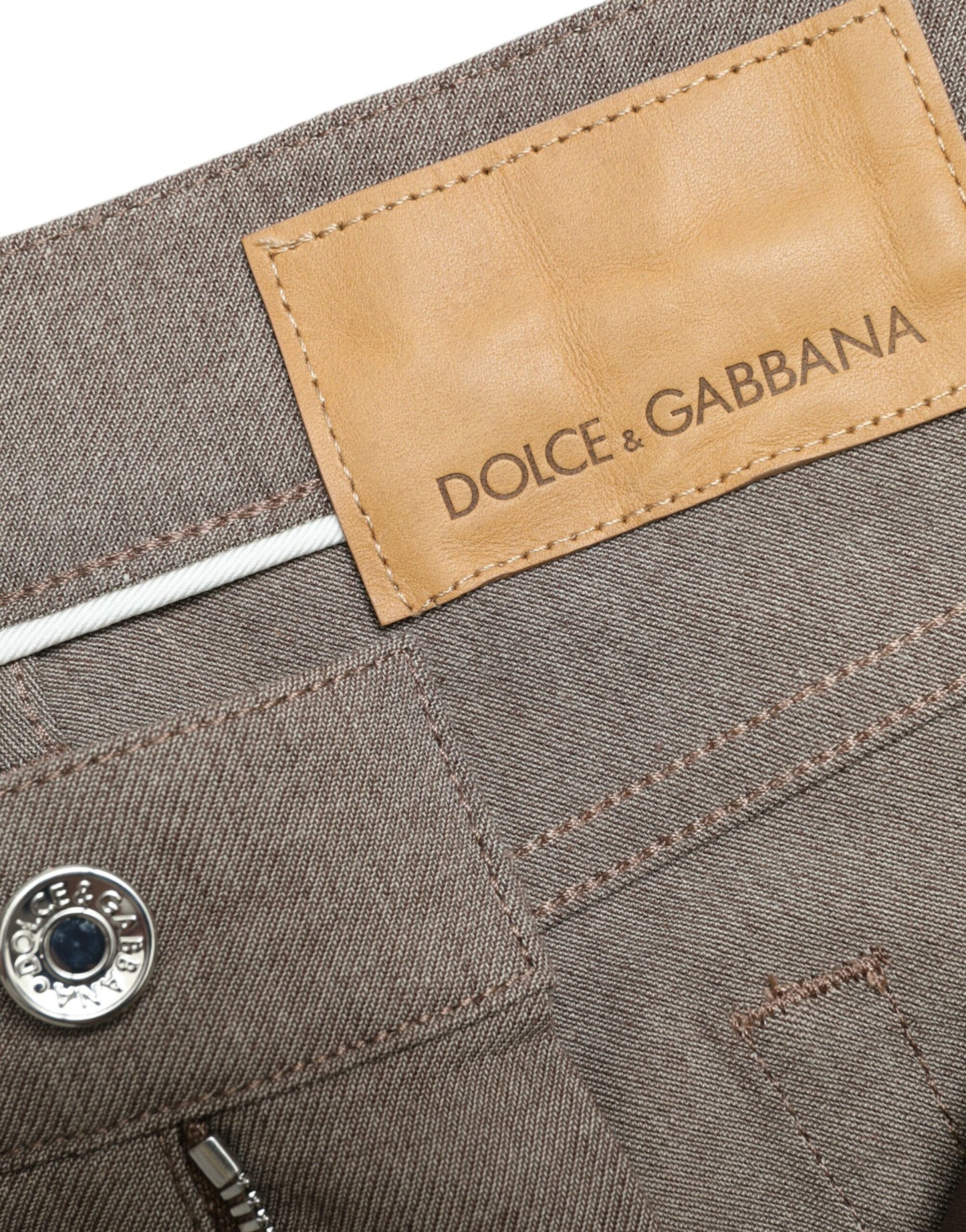 Brown Cotton Stretch Skinny Men Pants-Dolce & Gabbana-LabelTerrace.com