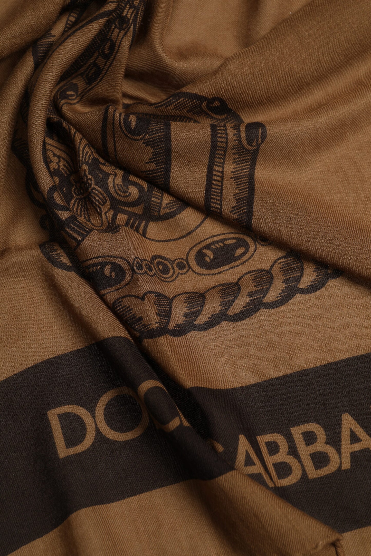 Brown DG Crown Neck Warmer Men Foulard Scarf-Dolce & Gabbana-LabelTerrace.com
