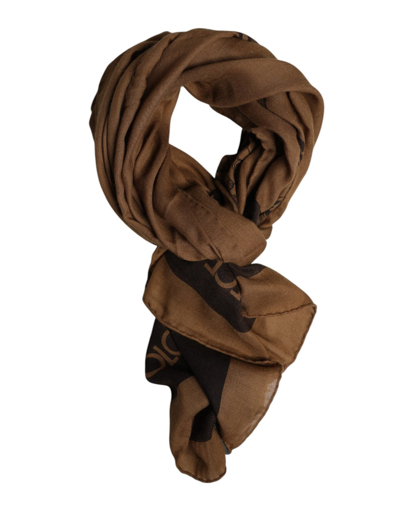 Brown DG Crown Neck Warmer Men Foulard Scarf-Dolce & Gabbana-LabelTerrace.com