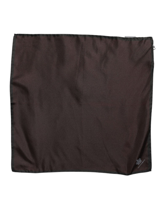 Brown DG Crown Silk Square Men Foulard Scarf-Dolce & Gabbana-LabelTerrace.com