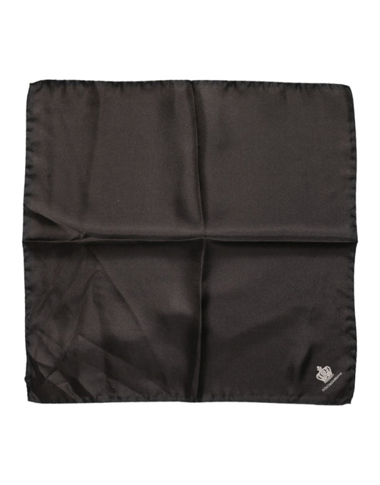 Brown DG Crown Silk Square Men Foulard Scarf-Dolce & Gabbana-LabelTerrace.com