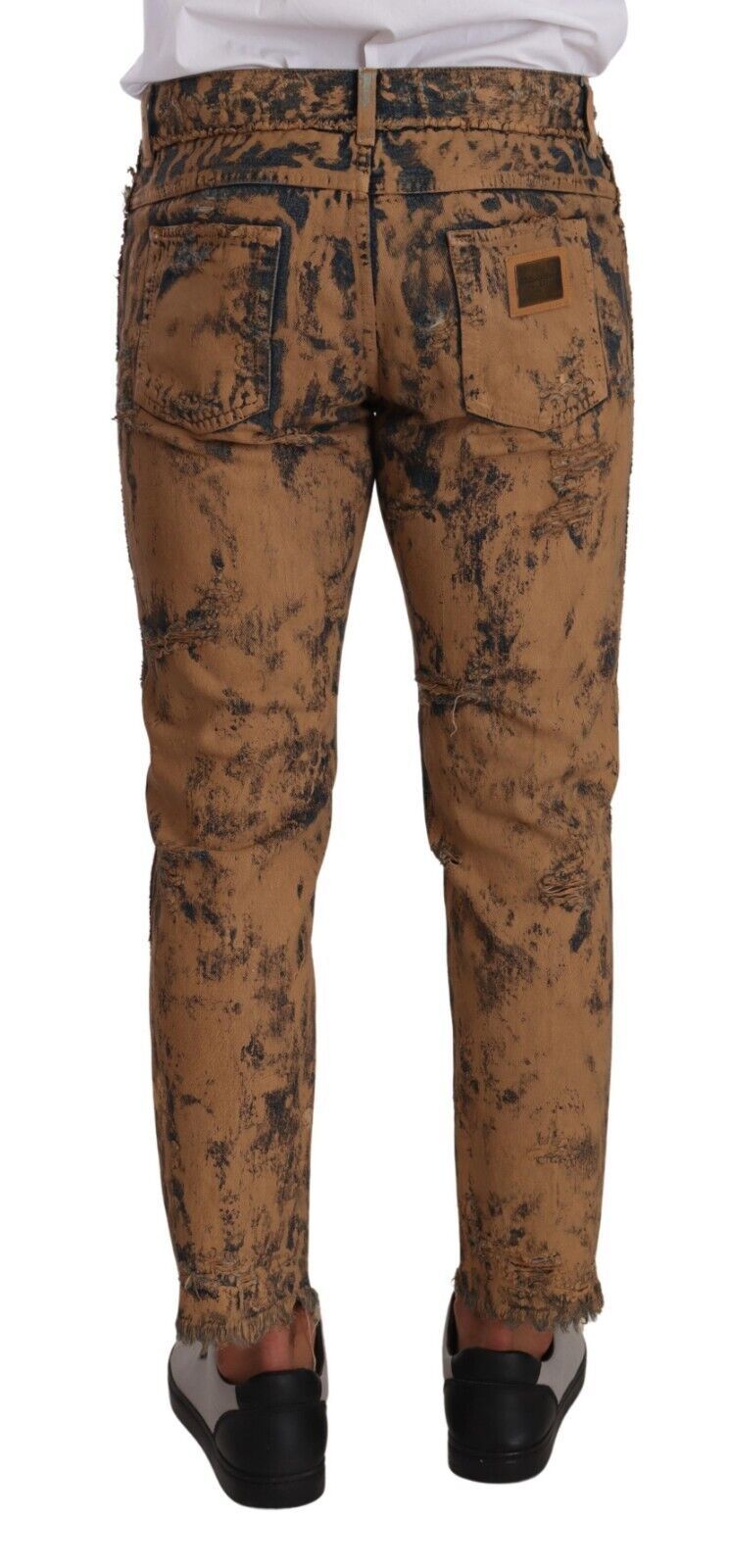 Brown Distressed Cotton Regular Denim Jeans-Dolce & Gabbana-LabelTerrace.com