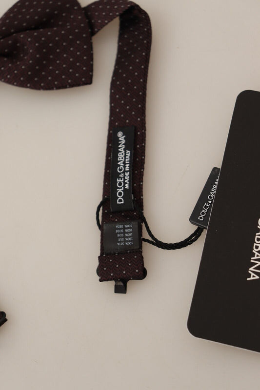 Brown Dotted Silk Adjustable Neck Papillon Bow Tie-Dolce & Gabbana-LabelTerrace.com