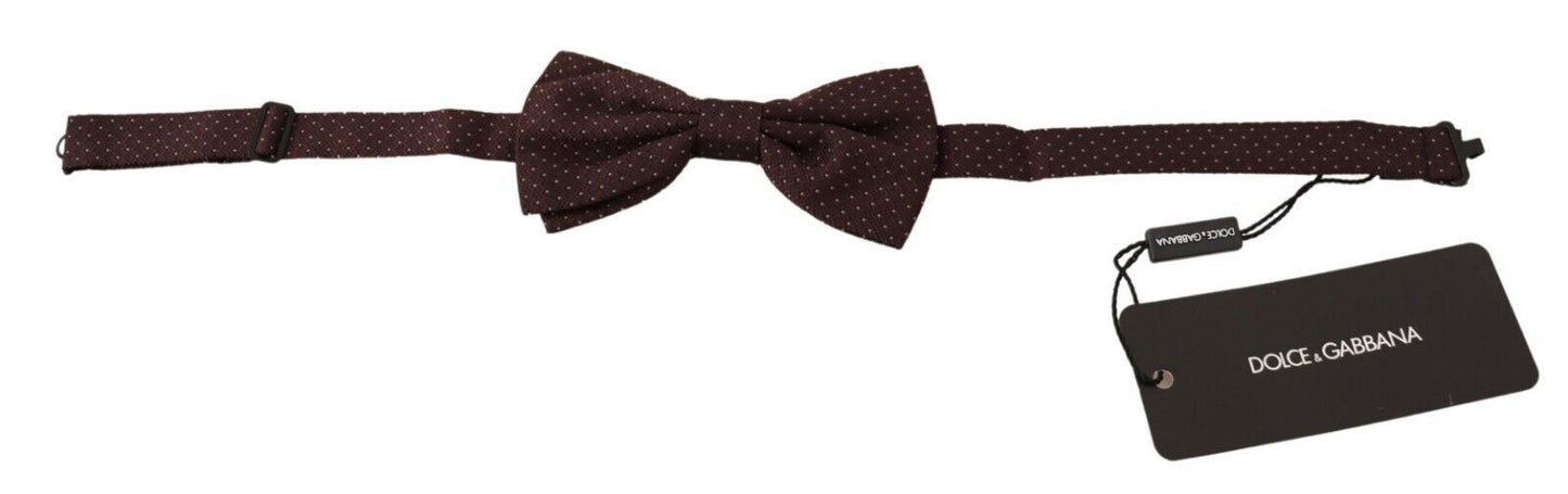 Brown Dotted Silk Adjustable Neck Papillon Bow Tie-Dolce & Gabbana-LabelTerrace.com