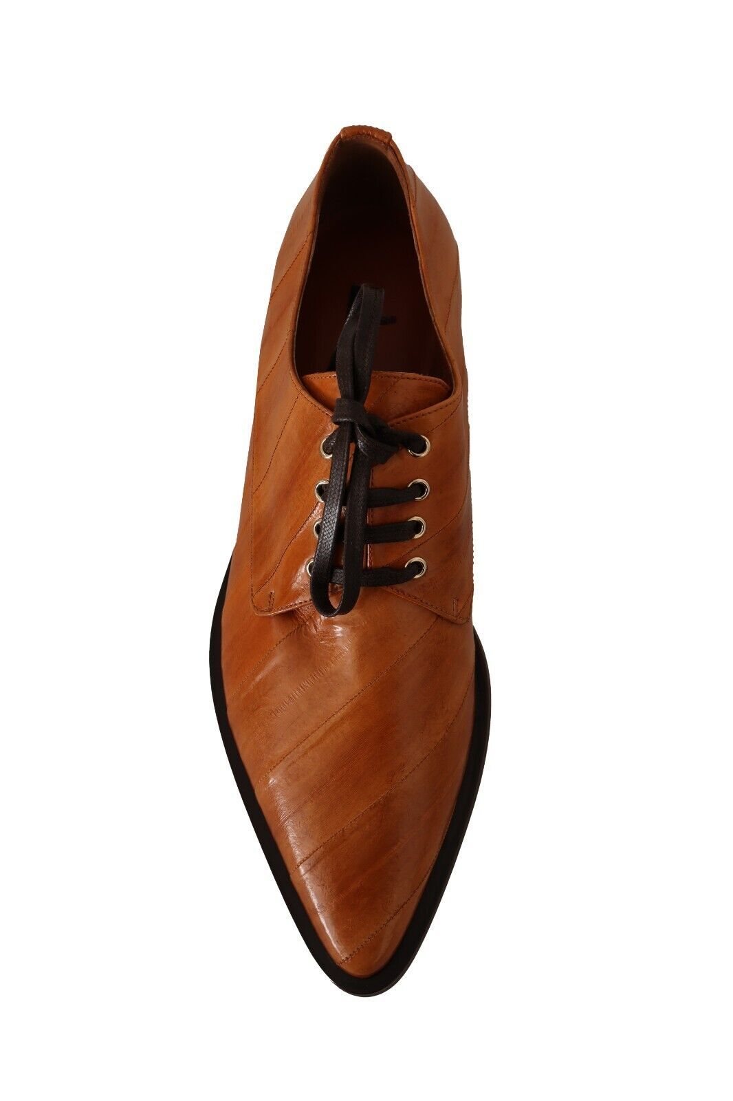 Brown Eel Leather Lace Up Formal Shoes-Dolce & Gabbana-LabelTerrace.com