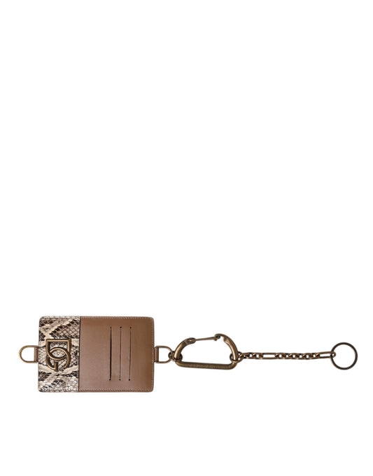 Brown Exotic Leather Card Holder DG Logo Plaque Wallet-Dolce & Gabbana-LabelTerrace.com