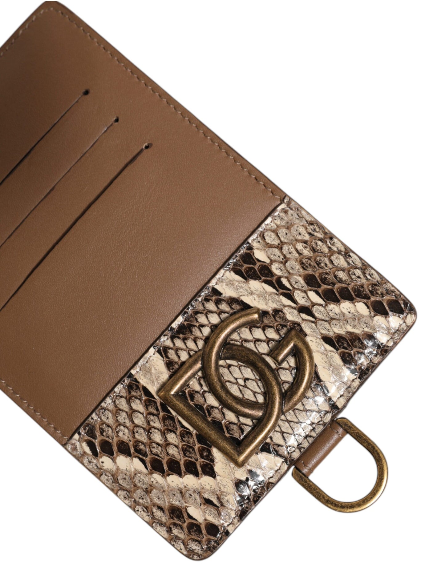 Brown Exotic Leather Card Holder DG Logo Plaque Wallet-Dolce & Gabbana-LabelTerrace.com
