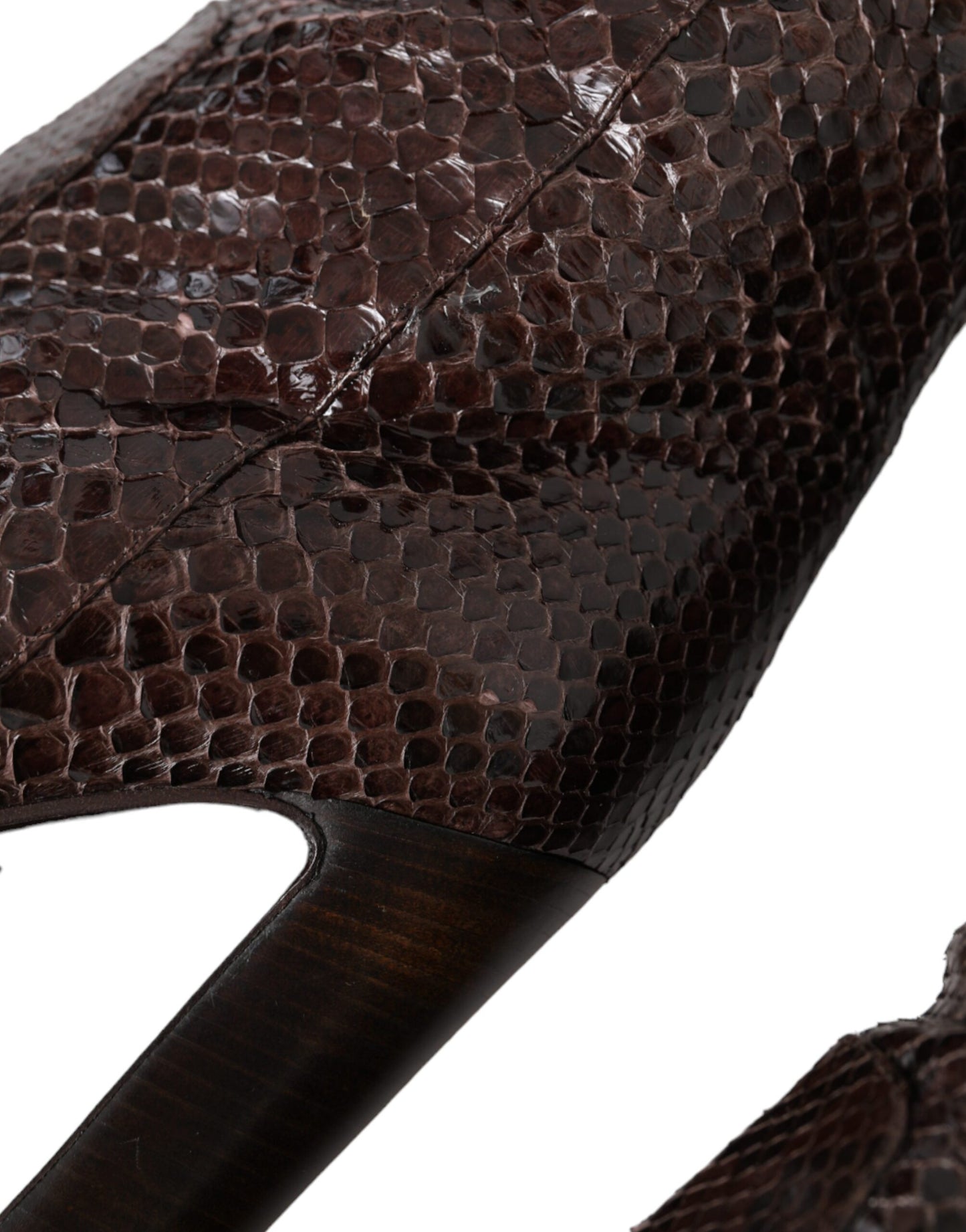 Brown Exotic Leather Heels High Boots Shoes-Dolce & Gabbana-LabelTerrace.com