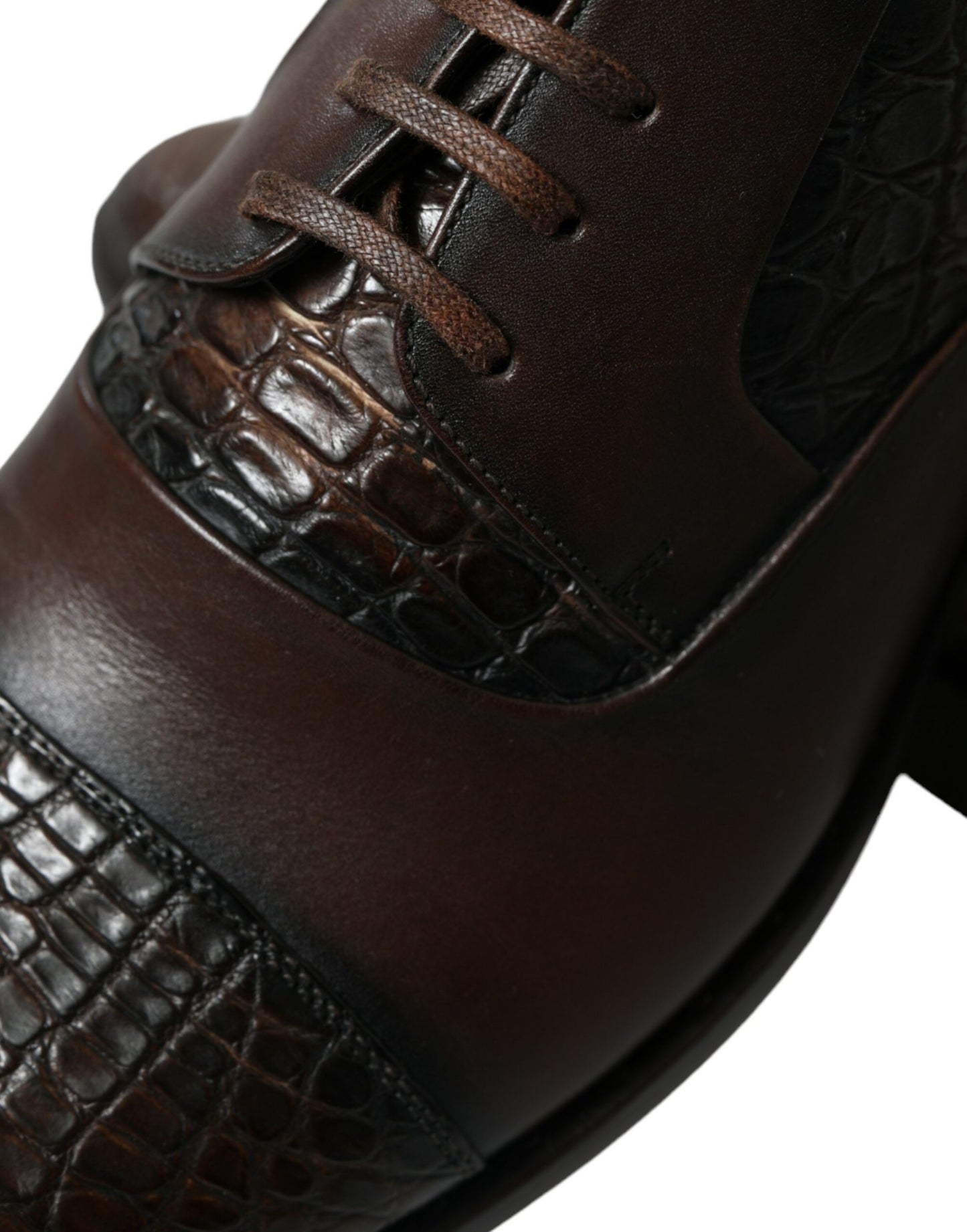 Brown Exotic Leather Lace Up Oxford Dress Shoes-Dolce & Gabbana-LabelTerrace.com