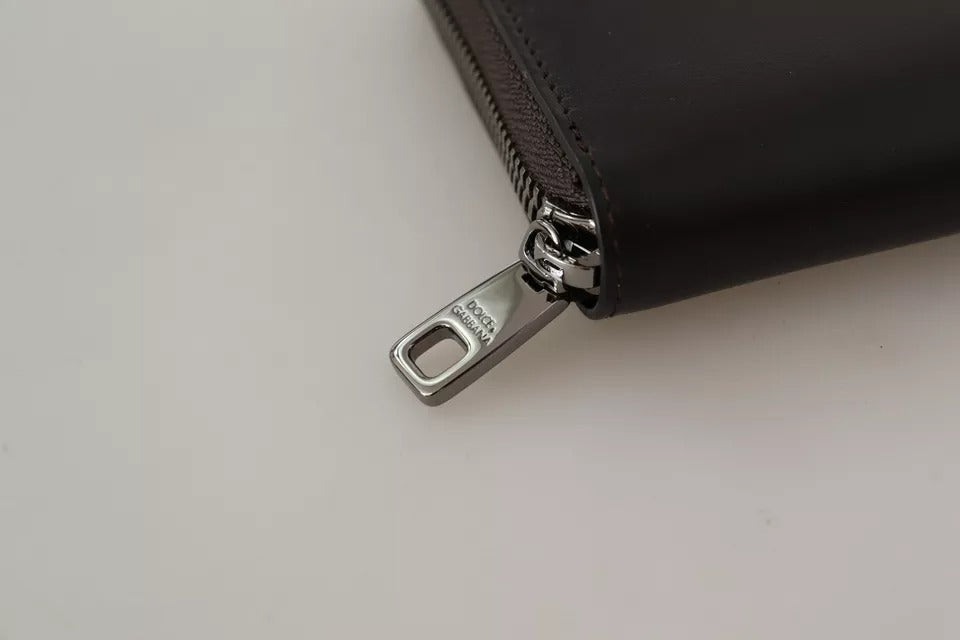 Brown Exotic Leather Zip Around Continental Clutch Wallet-Dolce & Gabbana-LabelTerrace.com