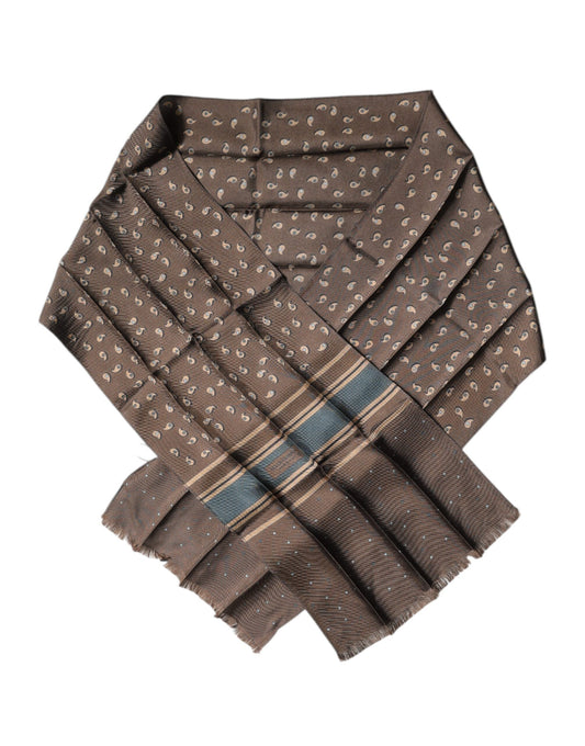 Brown Fantasy Silk Neck Wrap Shawl Scarf-Dolce & Gabbana-LabelTerrace.com