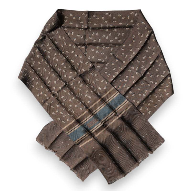 Brown Fantasy Silk Neck Wrap Shawl Scarf-Dolce & Gabbana-LabelTerrace.com