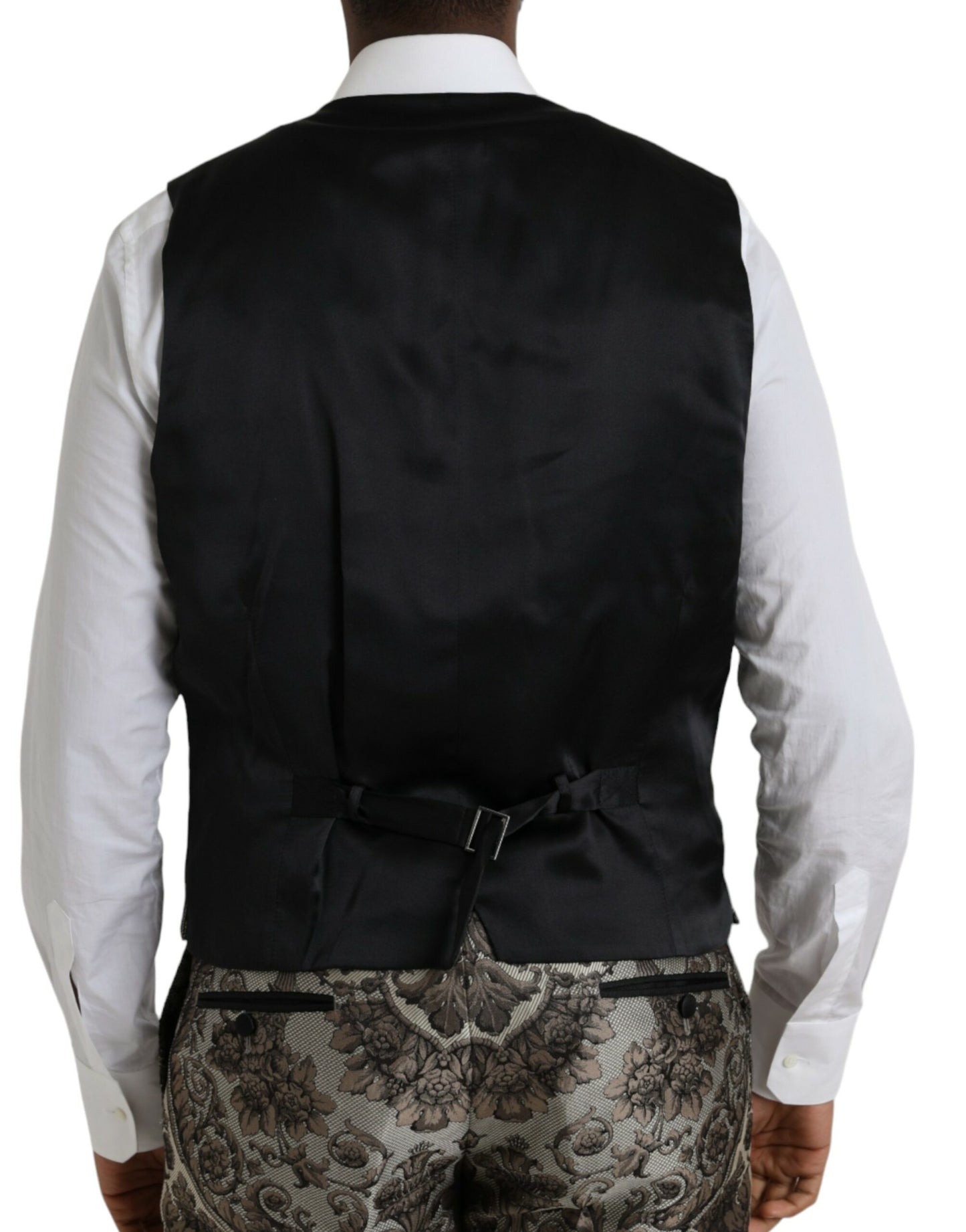 Brown Floral Jacquard Formal 3 Piece Suit-Dolce & Gabbana-LabelTerrace.com