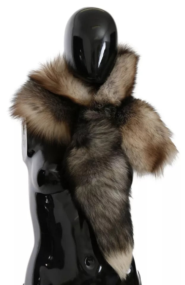 Brown Fox Tail Fur Shawl Neck Wrap Cover Collar Scarf-Dolce & Gabbana-LabelTerrace.com