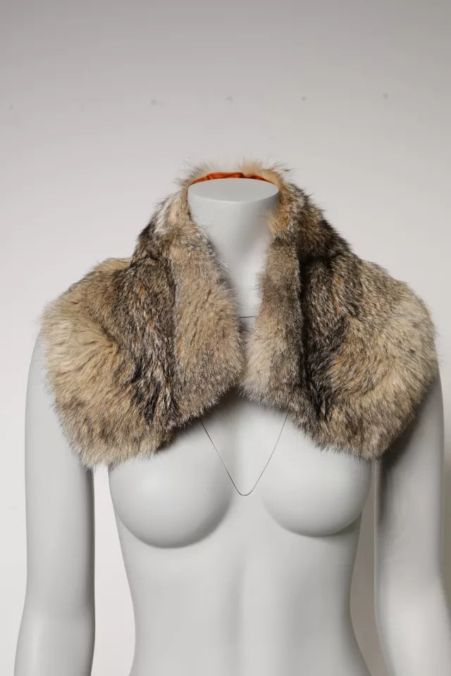 Brown Fur Shoulder Collar Neck Wrap Scarf-Dolce & Gabbana-LabelTerrace.com