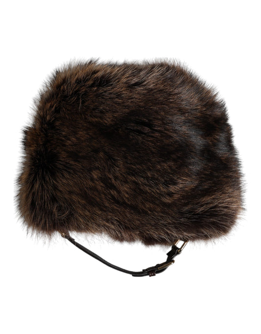 Brown Fur Women Bucket Hat-Dolce & Gabbana-LabelTerrace.com