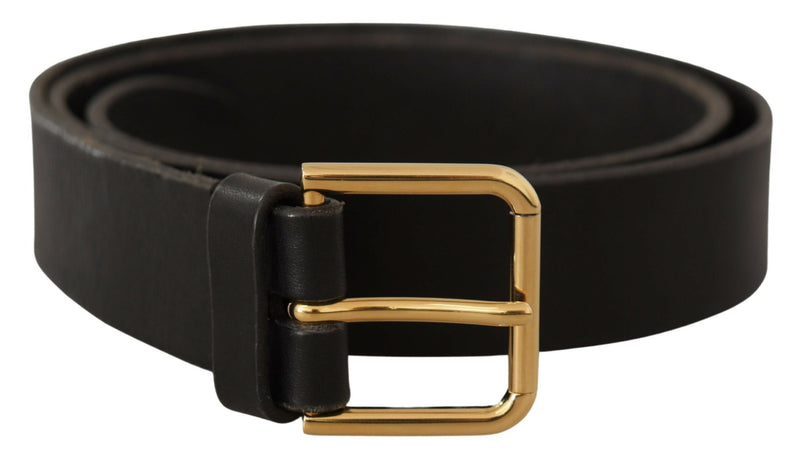 Brown Gold Metal Logo Buckle Calf Leather Belt-Dolce & Gabbana-LabelTerrace.com