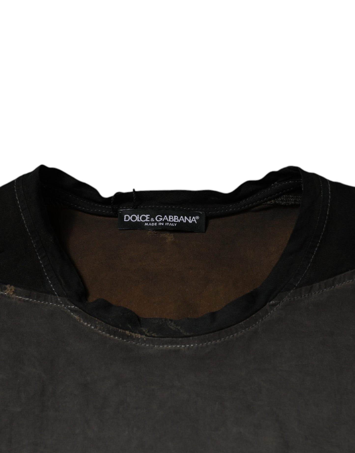 Brown Graphic Print Cotton Round Neck T-shirt-Dolce & Gabbana-LabelTerrace.com