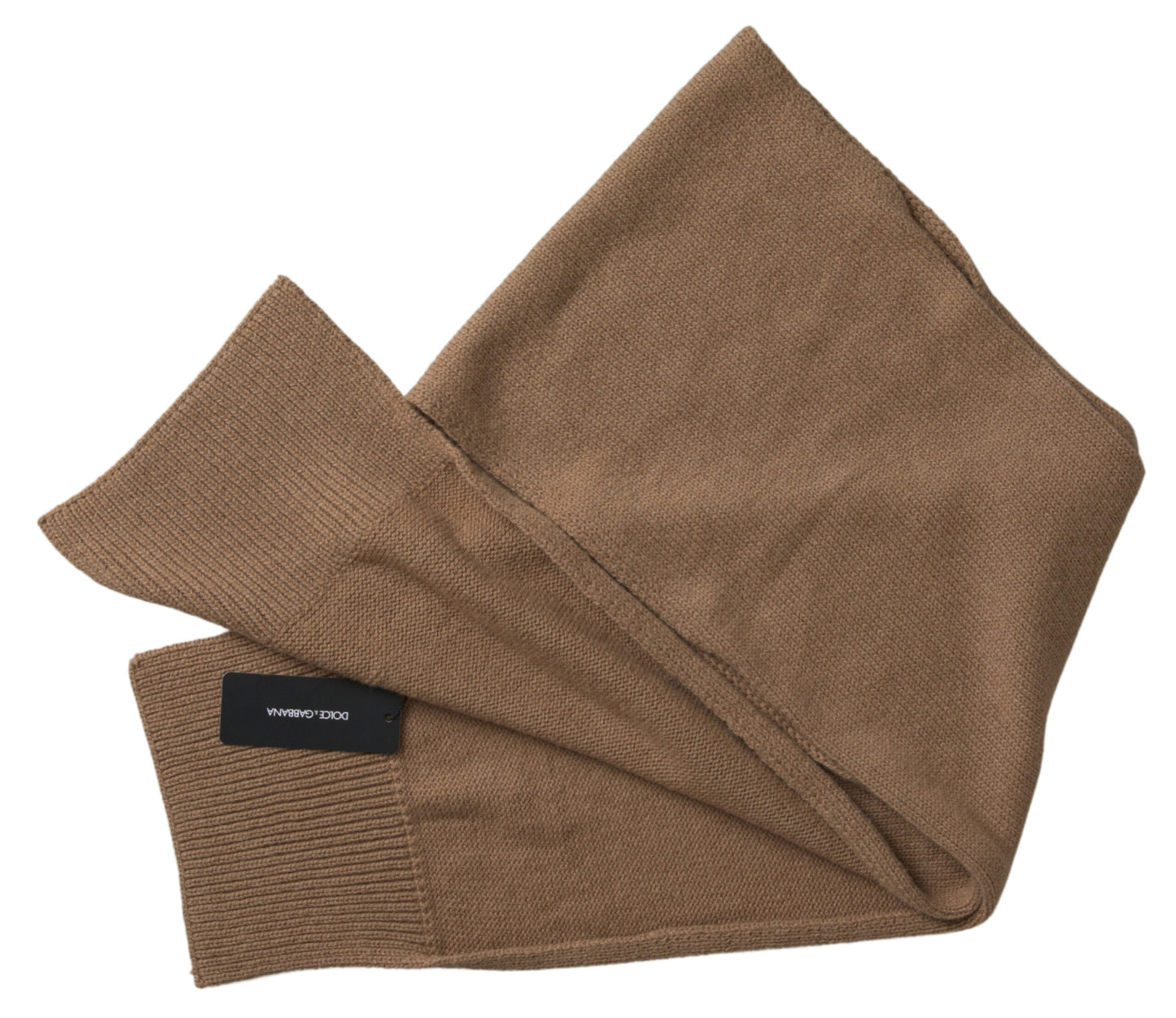 Brown Knitted Camel Wrap Shawl Foulard Scarf-Dolce & Gabbana-LabelTerrace.com