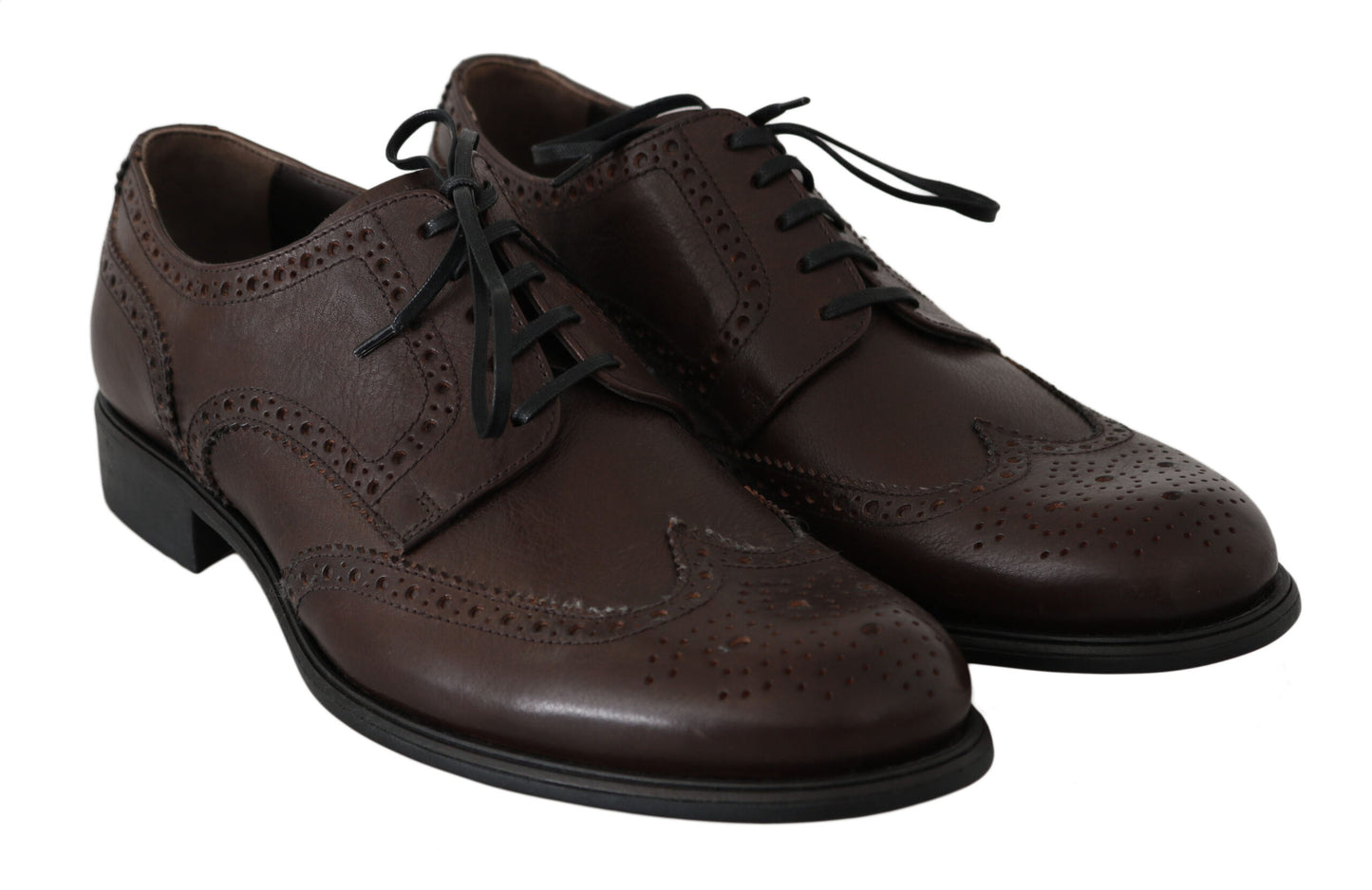 Brown Leather Brogue Derby Dress Shoes-Dolce & Gabbana-LabelTerrace.com