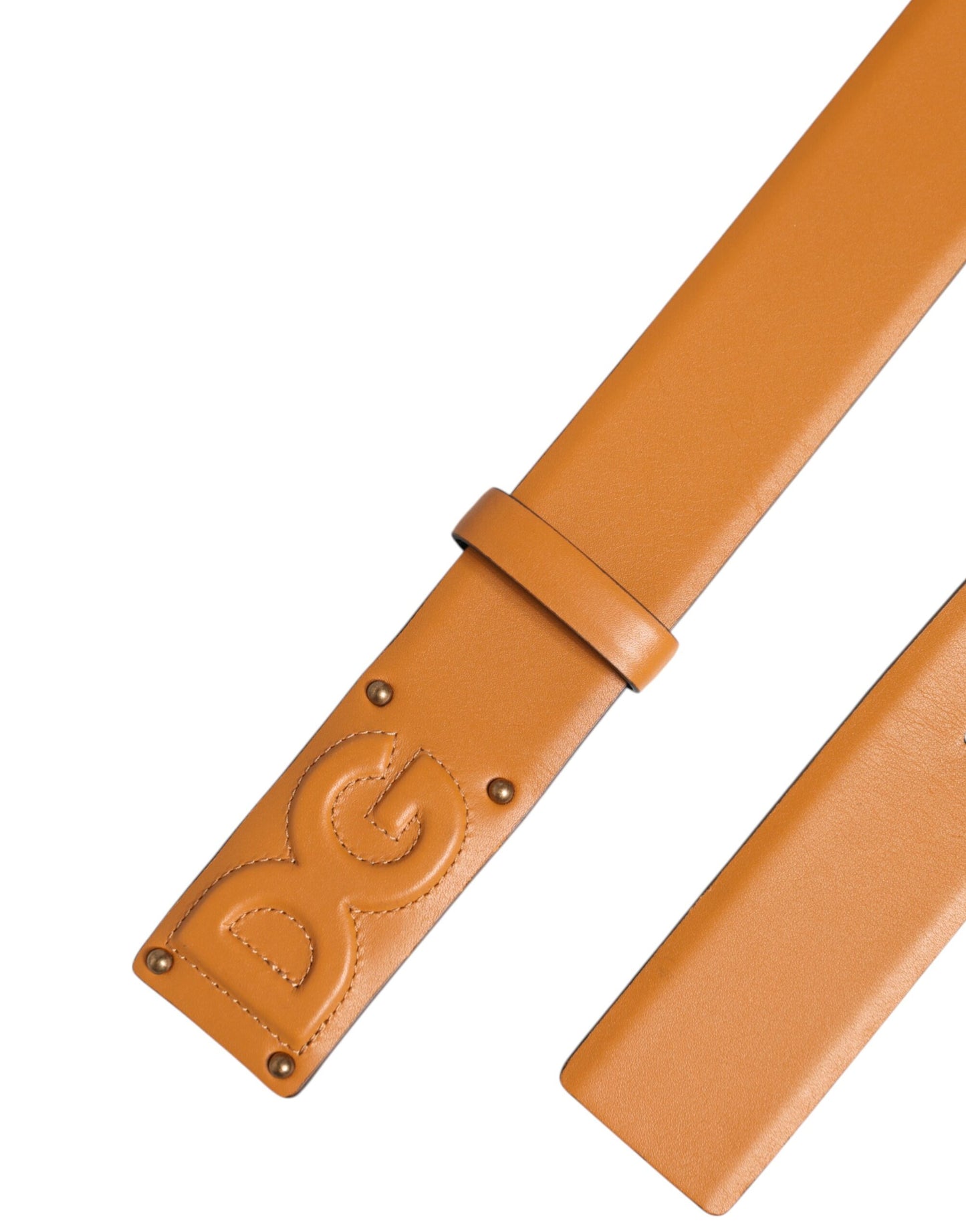Brown Leather Buckle DG Logo Embossed Belt-Dolce & Gabbana-LabelTerrace.com