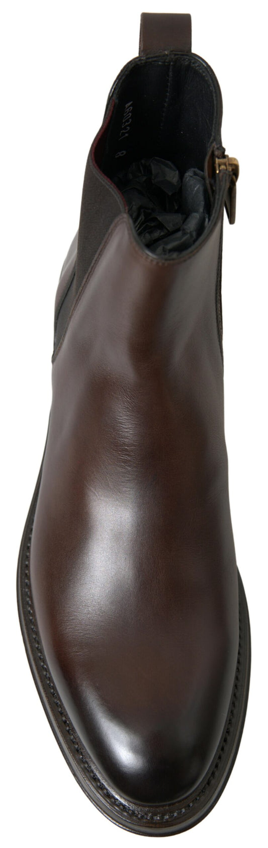Brown Leather Chelsea Mens Boots Shoes-Dolce & Gabbana-LabelTerrace.com
