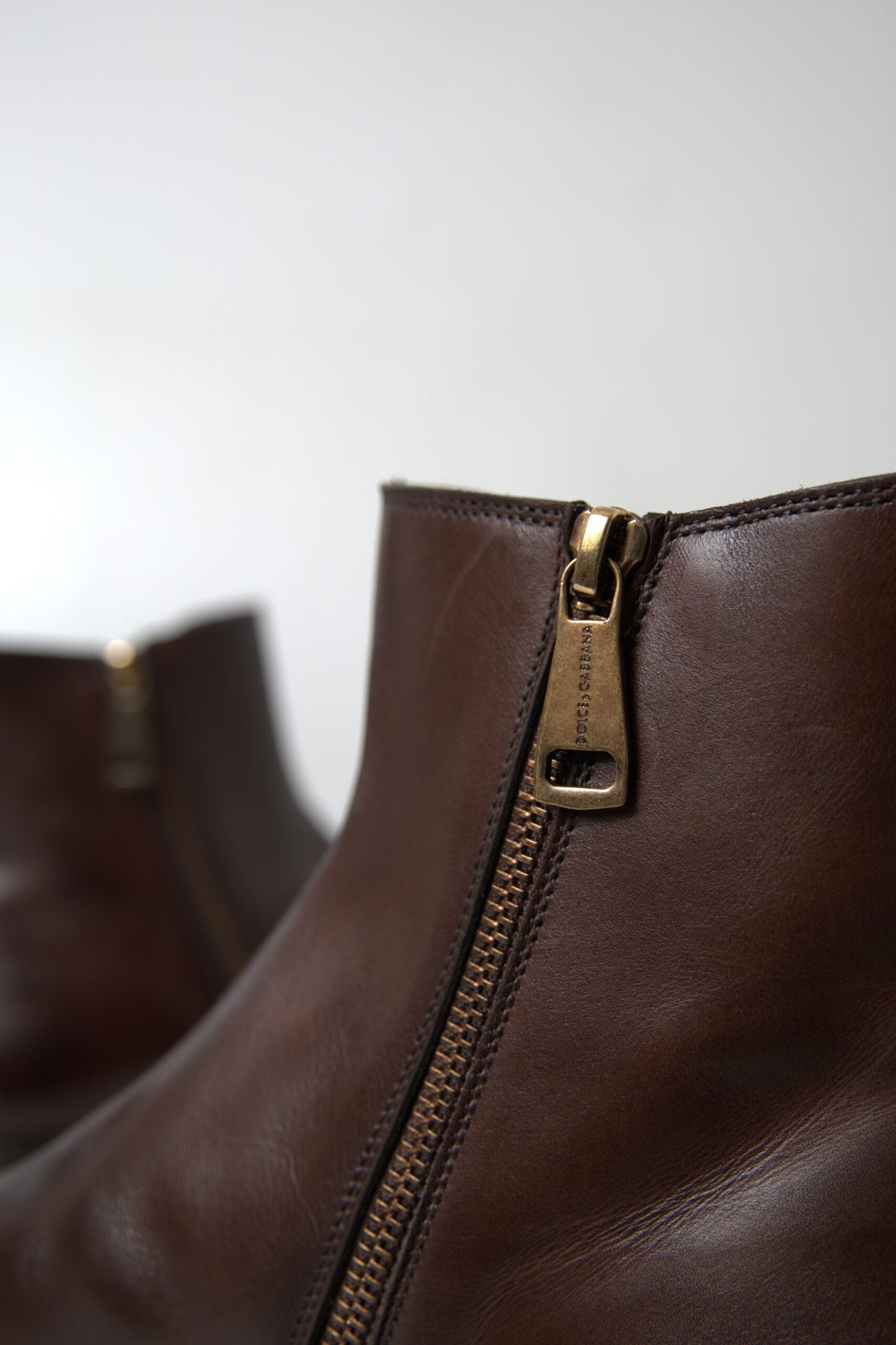 Brown Leather Chelsea Mens Boots Shoes-Dolce & Gabbana-LabelTerrace.com