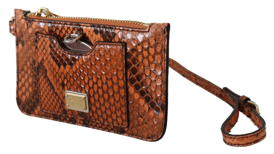 Brown Leather Coin Purse Wristlet Mirror AGNESE Wallet-Dolce & Gabbana-LabelTerrace.com