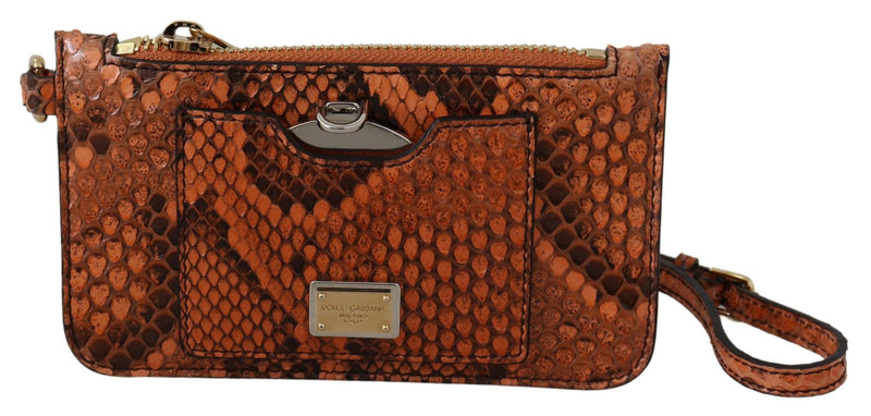 Brown Leather Coin Purse Wristlet Mirror AGNESE Wallet-Dolce & Gabbana-LabelTerrace.com