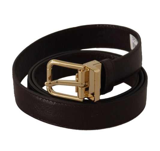 Brown Leather Gold Metal Buckle Belt-Dolce & Gabbana-LabelTerrace.com