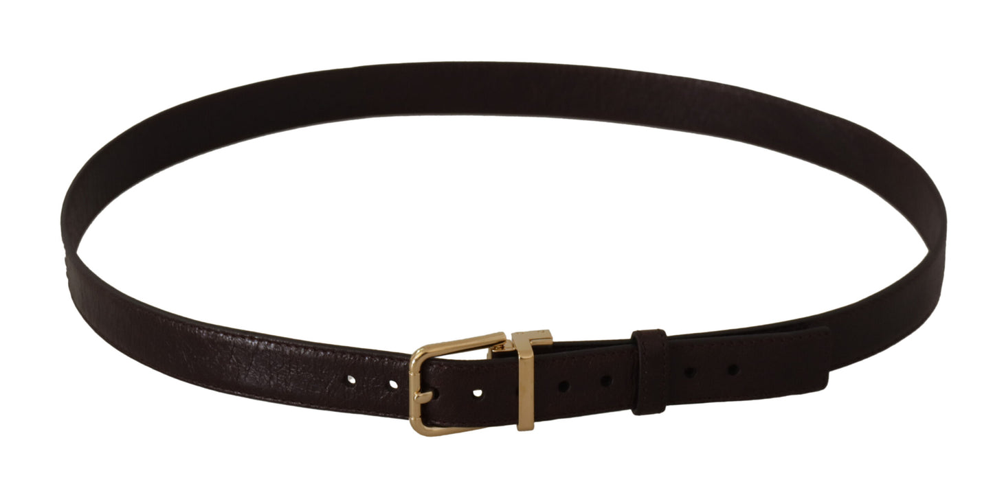 Brown Leather Gold Metal Buckle Belt-Dolce & Gabbana-LabelTerrace.com