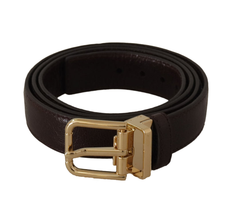 Brown Leather Gold Metal Buckle Belt-Dolce & Gabbana-LabelTerrace.com