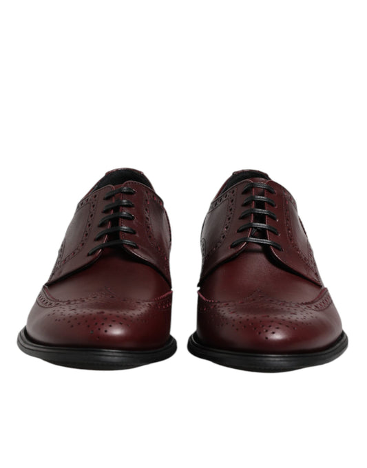 Brown Leather Lace Up Derby Dress Shoes-Dolce & Gabbana-LabelTerrace.com