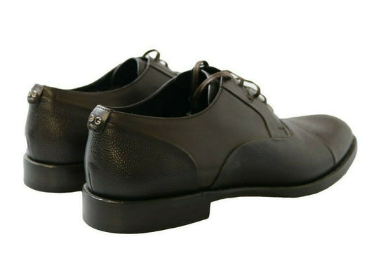 Brown Leather Laceups Dress Mens Shoes-Dolce & Gabbana-LabelTerrace.com