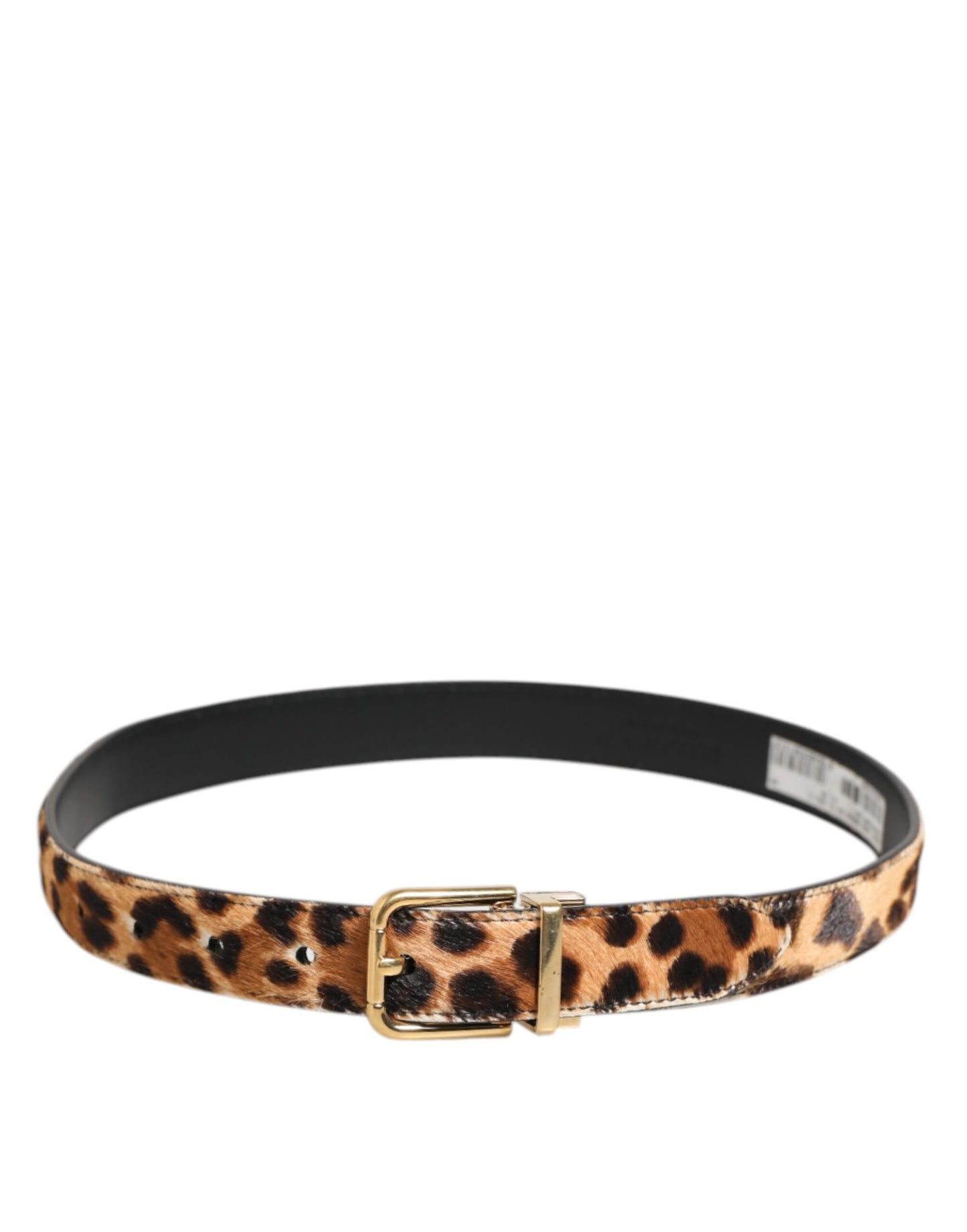 Brown Leather Leopard Print Metal Buckle Belt-Dolce & Gabbana-LabelTerrace.com