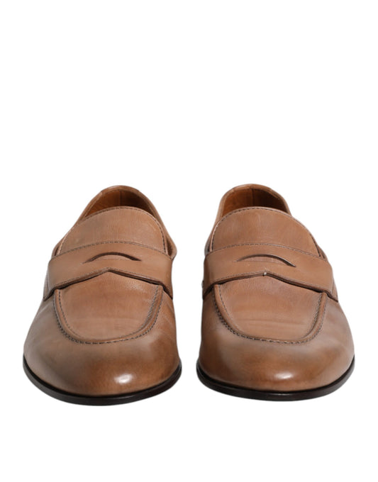 Brown Leather Loafer Dress Formal Shoes-Brunello Cucinelli-LabelTerrace.com