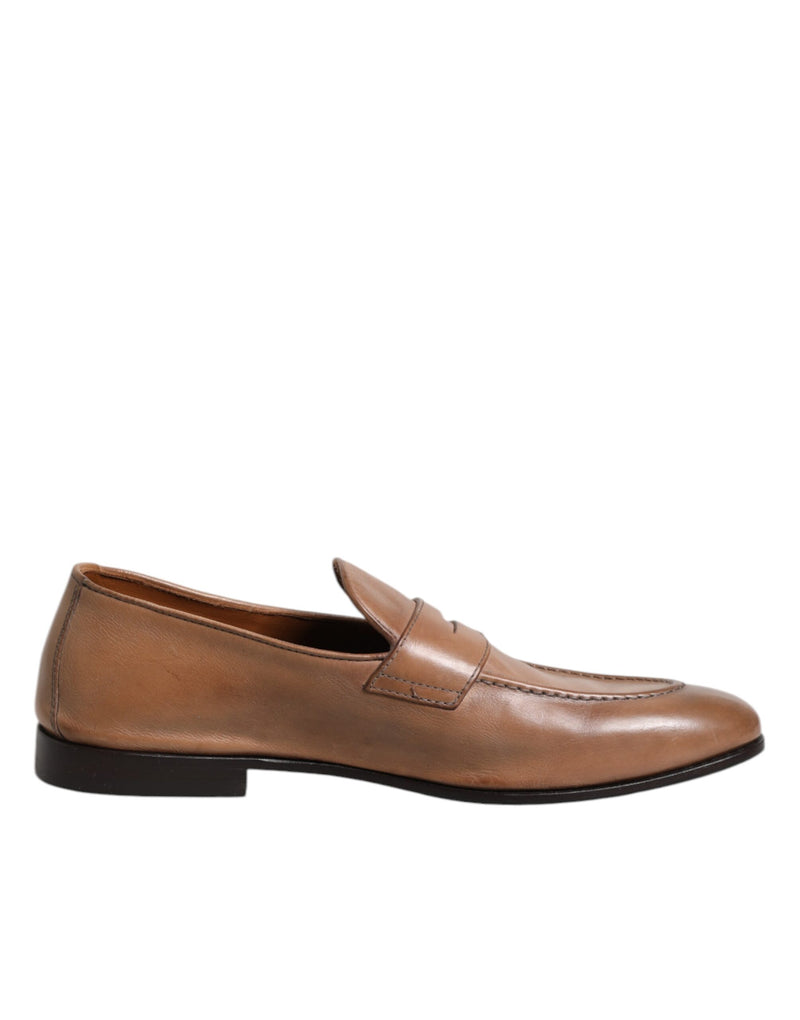 Brown Leather Loafer Dress Formal Shoes-Brunello Cucinelli-LabelTerrace.com