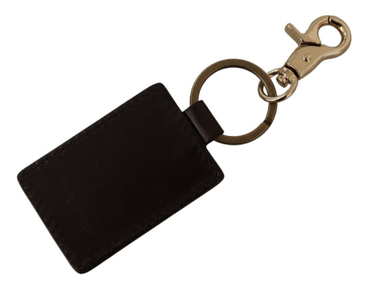 Brown Leather Logo Metal Ring Hook Keychain-Dolce & Gabbana-LabelTerrace.com