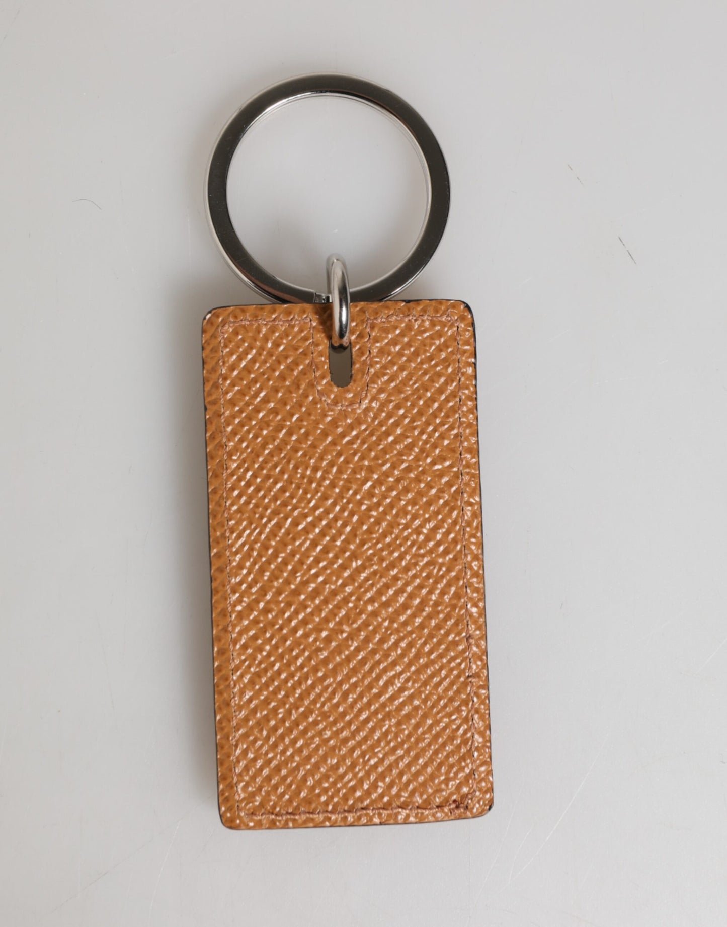 Brown Leather Logo Metal Ring Keychain Holder Men Keyring-Dolce & Gabbana-LabelTerrace.com