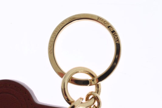 Brown Leather Miss SICILY Gold Finder Chain Keychain-Dolce & Gabbana-LabelTerrace.com