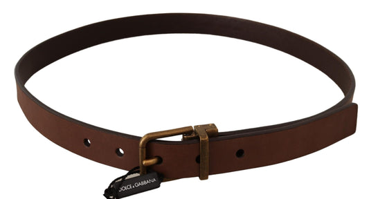 Brown Leather Rustic Buckle Cintura Belt-Dolce & Gabbana-LabelTerrace.com