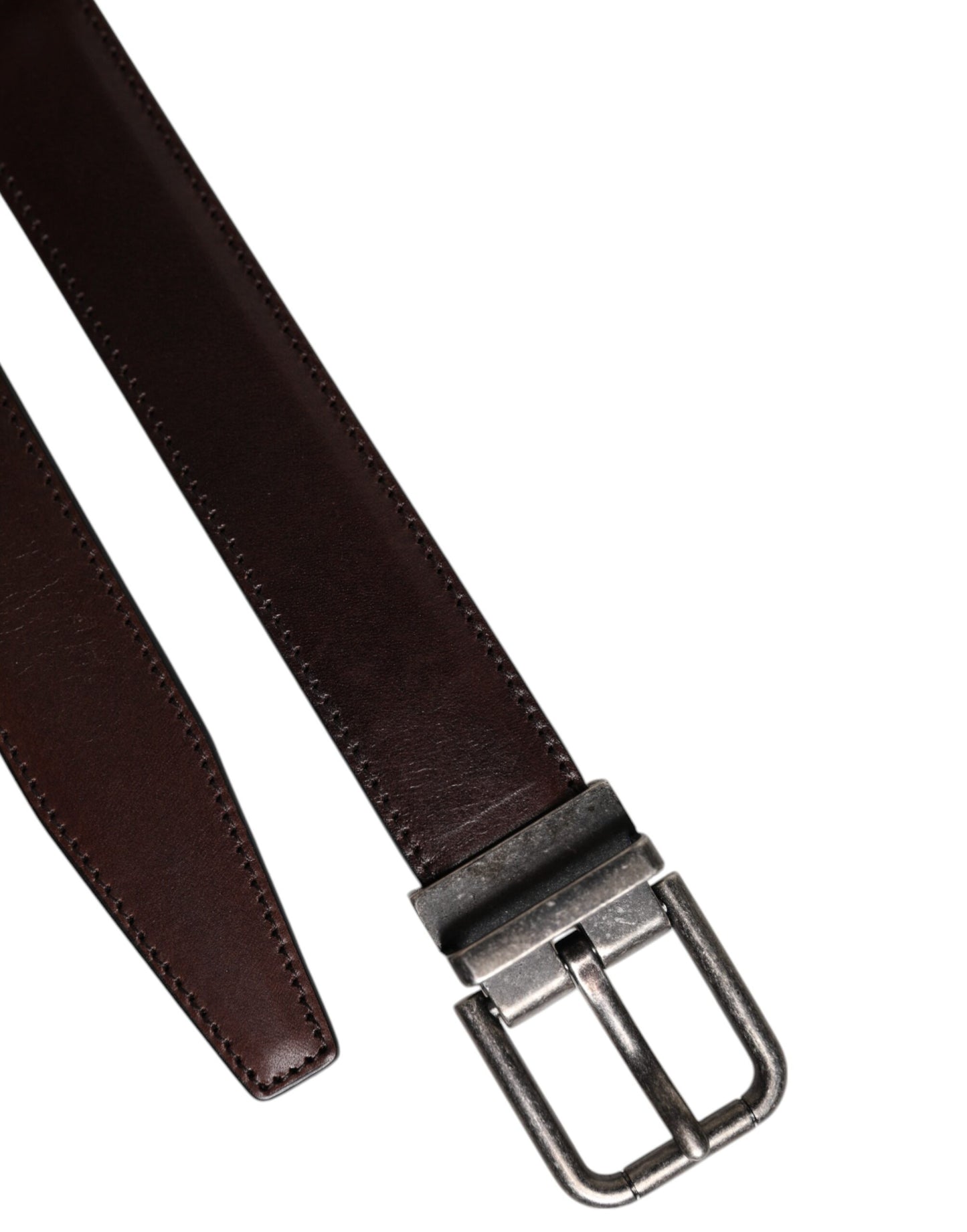 Brown Leather Silver Metal Buckle Belt-Dolce & Gabbana-LabelTerrace.com