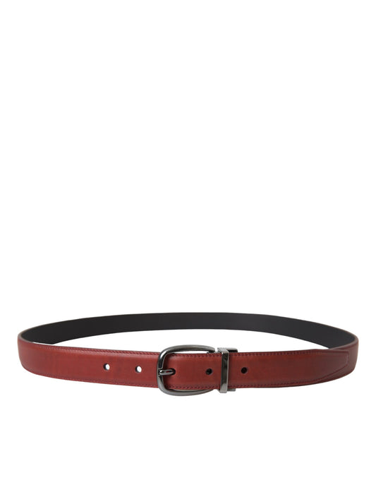 Brown Leather Silver Metal Buckle Belt Men-Dolce & Gabbana-LabelTerrace.com