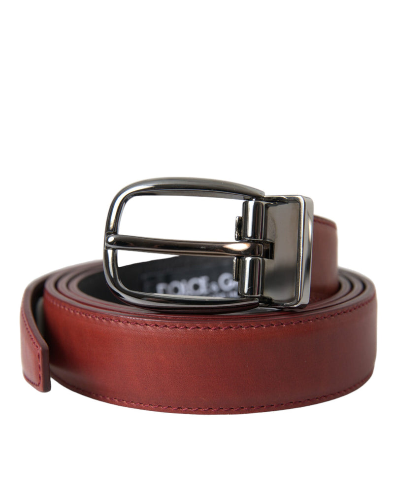 Brown Leather Silver Metal Buckle Belt Men-Dolce & Gabbana-LabelTerrace.com