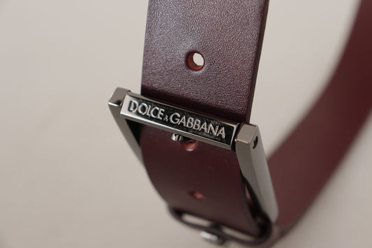 Brown Leather Silver Metal Crown Buckle Belt-Dolce & Gabbana-LabelTerrace.com