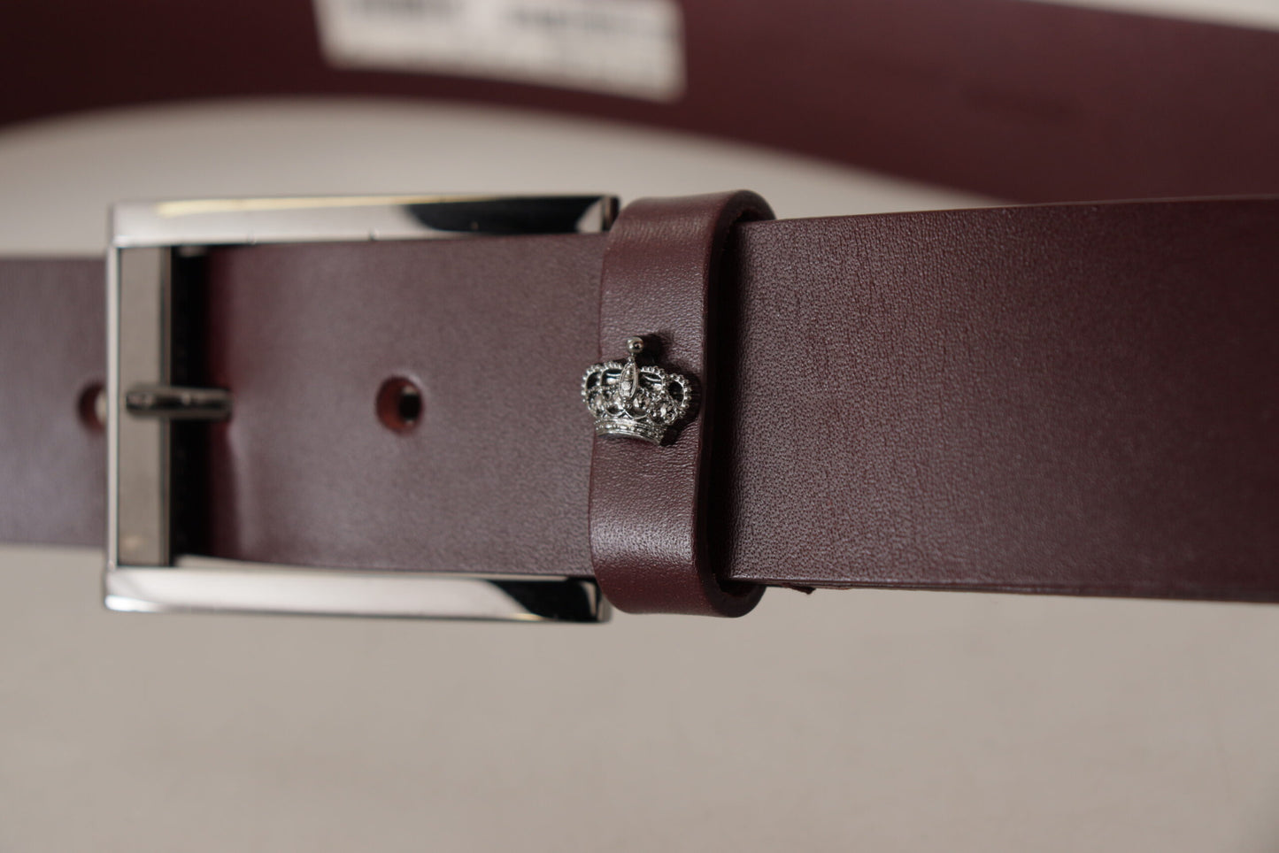 Brown Leather Silver Metal Crown Buckle Belt-Dolce & Gabbana-LabelTerrace.com